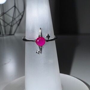 Stunning Silver Ring with Fuchsia Stone